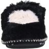 Dearfoams Unisex-Child Mia Kids faux faux fur Closed Back with Heart Detail Slipper(Black)