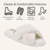 Dearfoams Women’s Acquired Style & Danielle Pheloung Exclusive Memory Foam Jessica Cozy Bow Cross Band Slide Slippers(Alabaster)