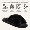 Dearfoams Women’s Acquired Style & Danielle Pheloung Exclusive Memory Foam Jessica Cozy Bow Cross Band Slide Slippers(Black)