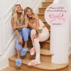 Dearfoams Women’s Acquired Style & Danielle Pheloung Exclusive Memory Foam Jessica Cozy Bow Cross Band Slide Slippers(Blue Bows)