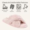 Dearfoams Women’s Acquired Style & Danielle Pheloung Exclusive Memory Foam Jessica Cozy Bow Cross Band Slide Slippers(Dusty Pink)