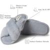 Dearfoams Women’s Acquired Style & Danielle Pheloung Exclusive Memory Foam Jessica Cozy Bow Cross Band Slide Slippers(Sleet)
