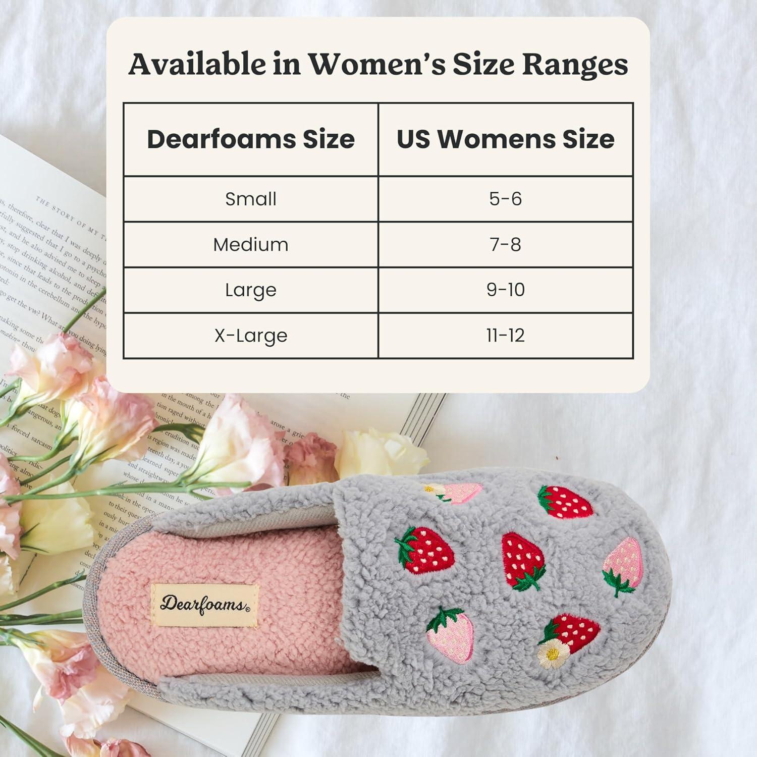 imageDearfoams Womens Novelty Gift Teddy Sherpa Scuff Slip On House ShoeStrawberry Icon