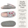 Dearfoams Women’s Novelty Gift Teddy Sherpa Scuff Slip On House Shoe(Strawberry Icon)