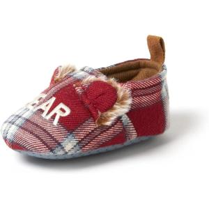 Dearfoams Baby & Kids’ Bear Matching Family Slipper Christmas Gifts(Baby Bear Red/Blue Plaid)