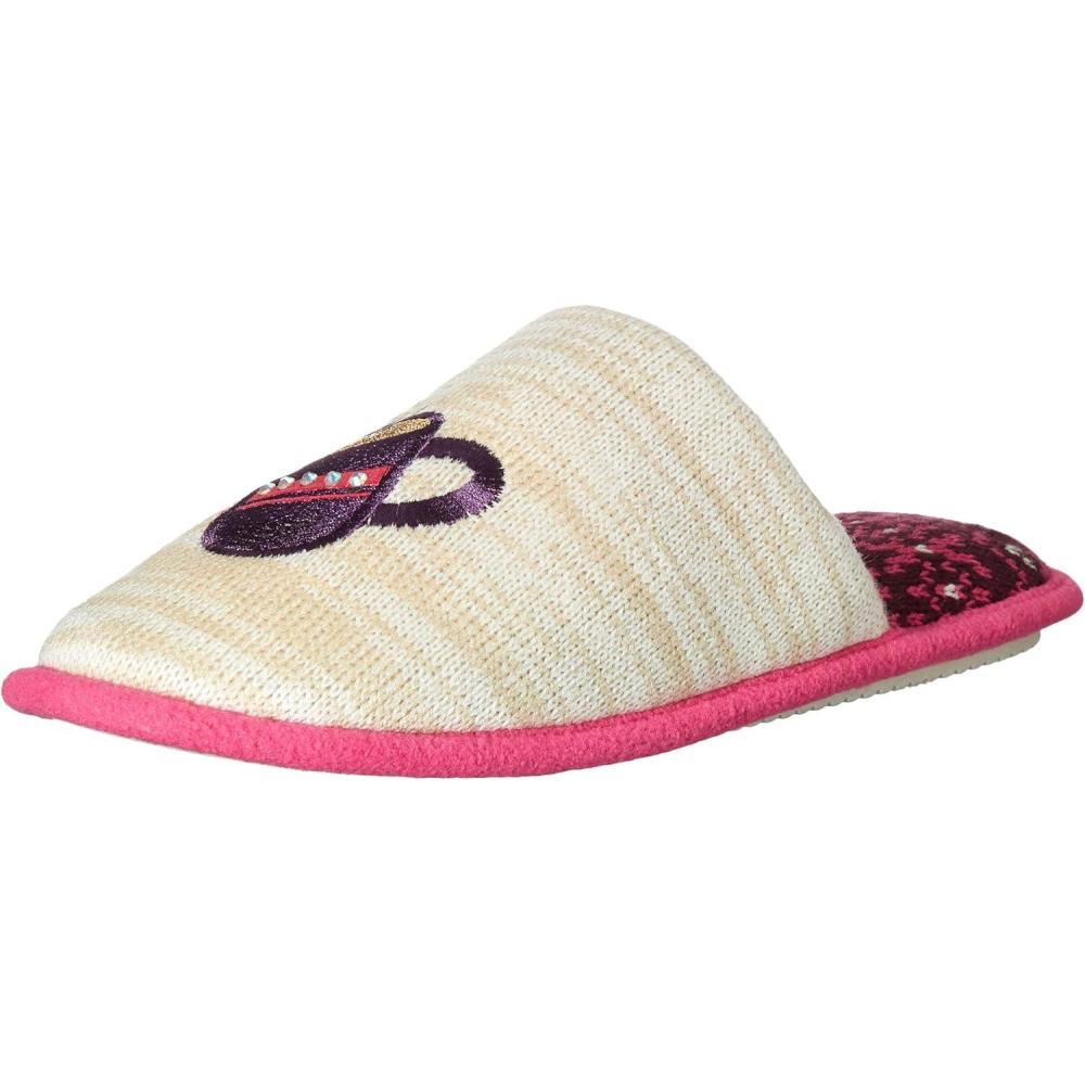 imageDearfoams Womens Novelty Pile Scuff with Eye Mask SlipperOatmeal Heather