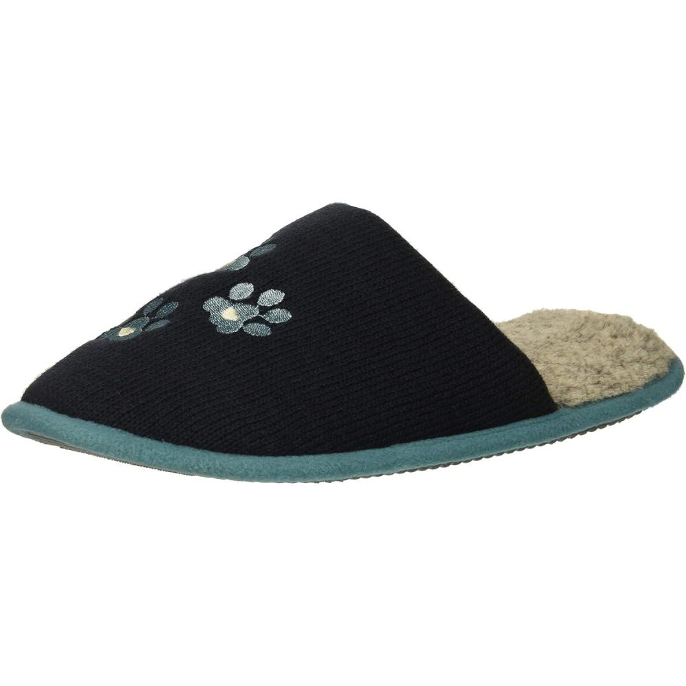 imageDearfoams Womens Novelty Pile Scuff with Eye Mask SlipperPeacoat