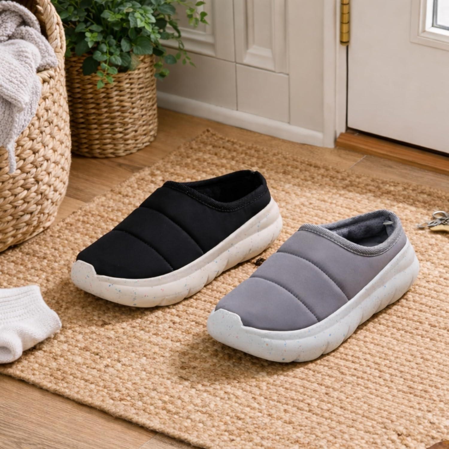 imageDearfoams Mens Lightweight Quilted Puffy Nylon Energy Return Ontario Slip on MuleBlack