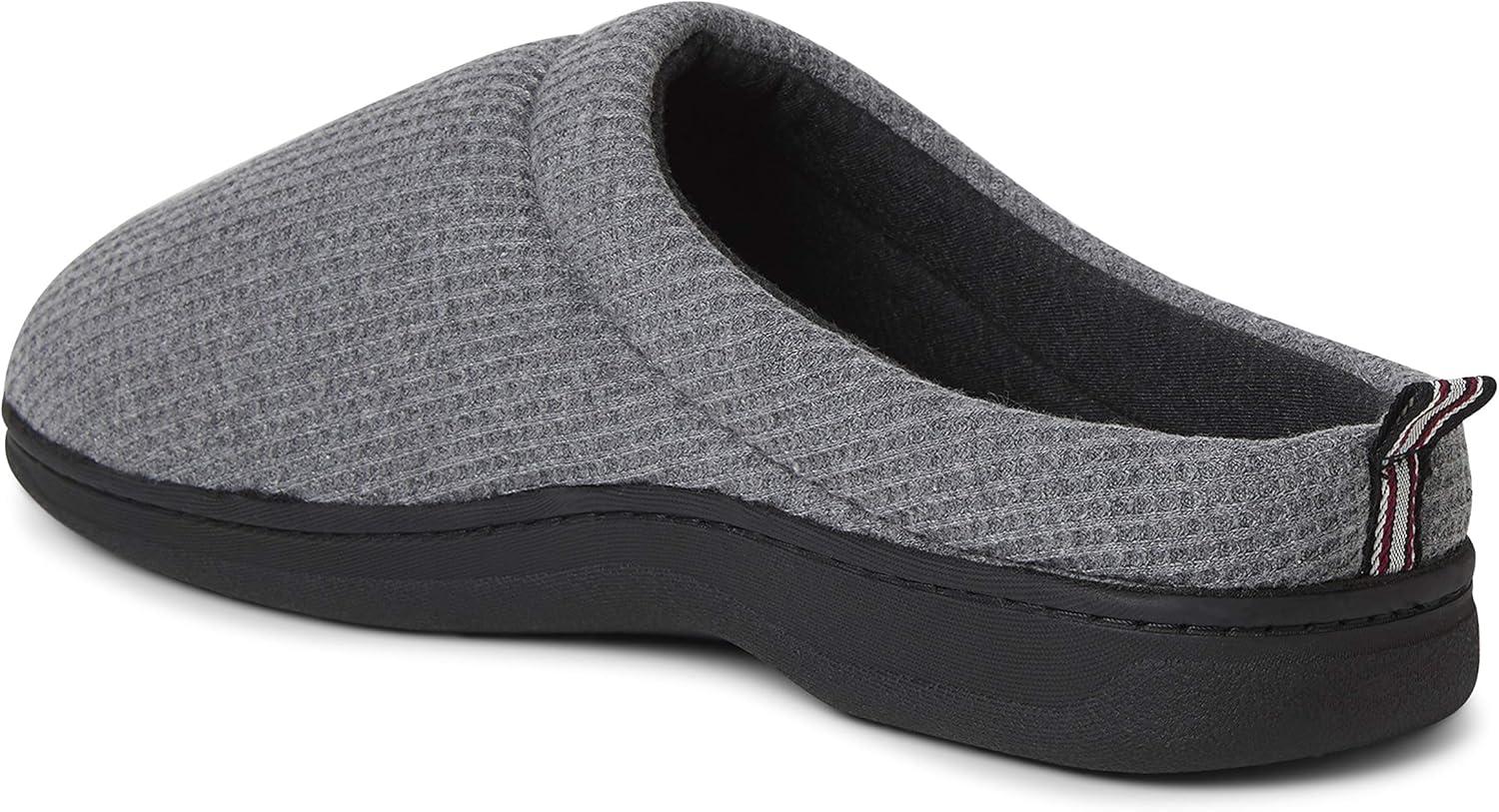 imageDearfoams Womens Nathan Waffle Knit Clog SlipperDark Heather Grey