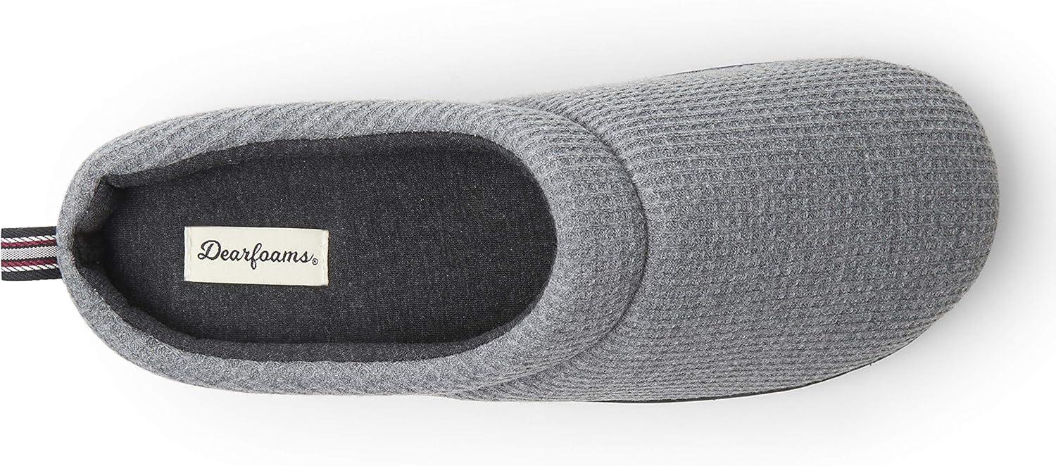 imageDearfoams Womens Nathan Waffle Knit Clog SlipperDark Heather Grey