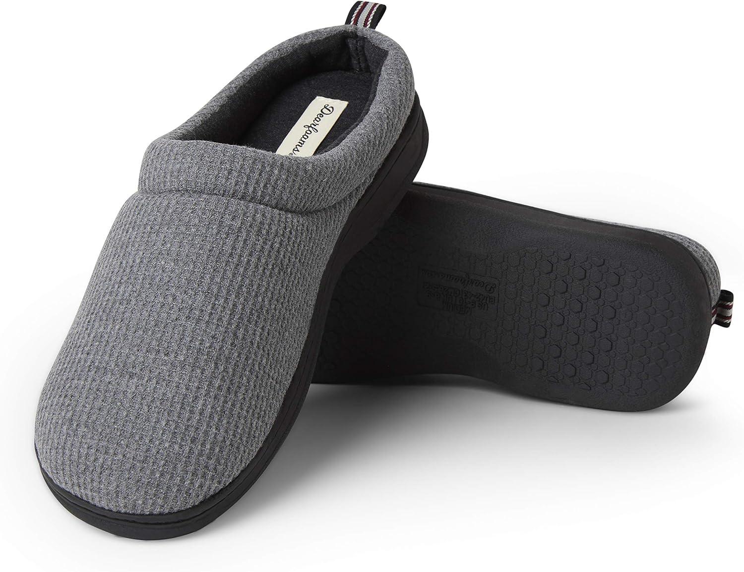 imageDearfoams Womens Nathan Waffle Knit Clog SlipperDark Heather Grey