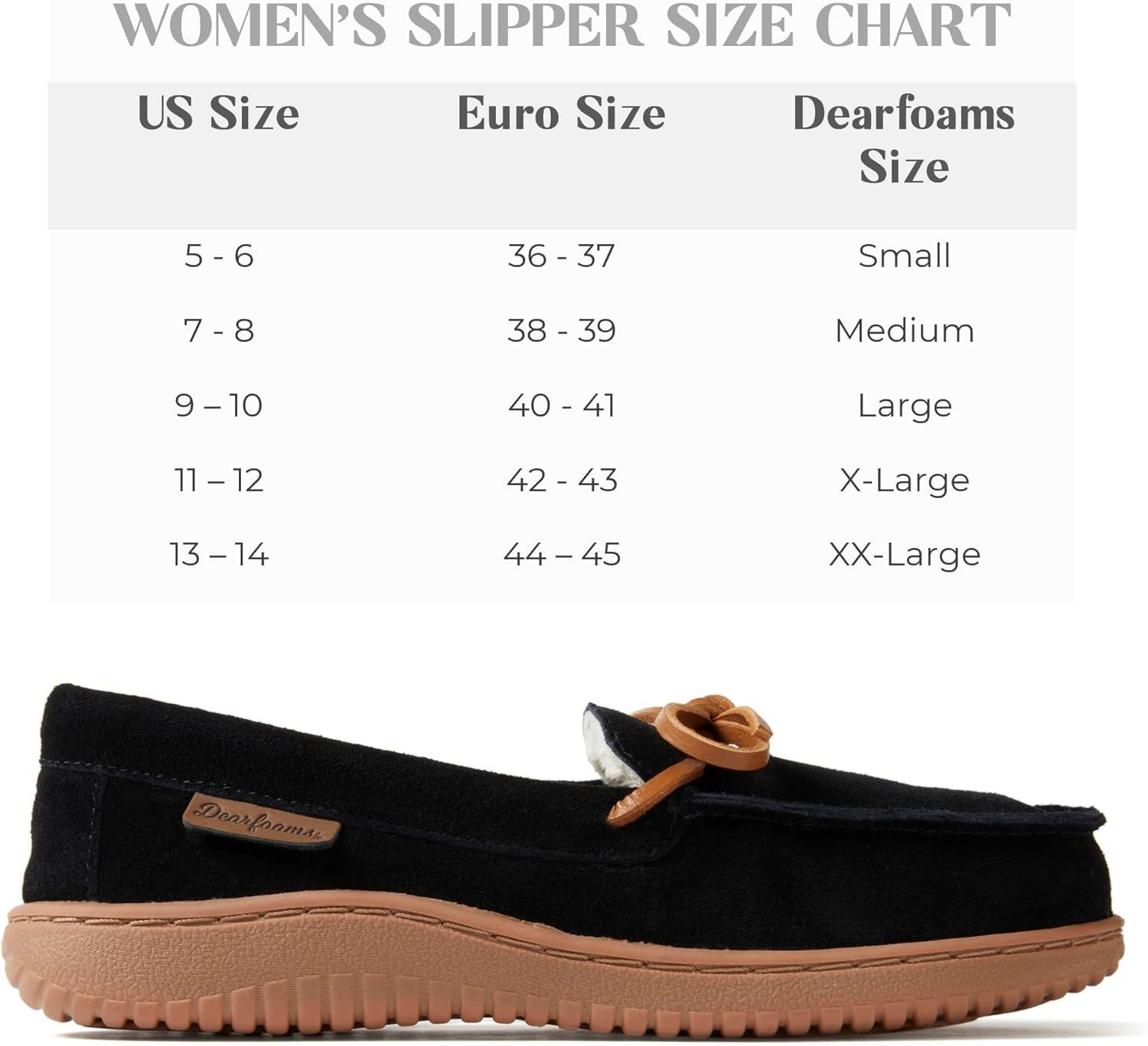imageDearfoams Womens Wilmington Memory Foam Moccasin SlippersBlack Suede