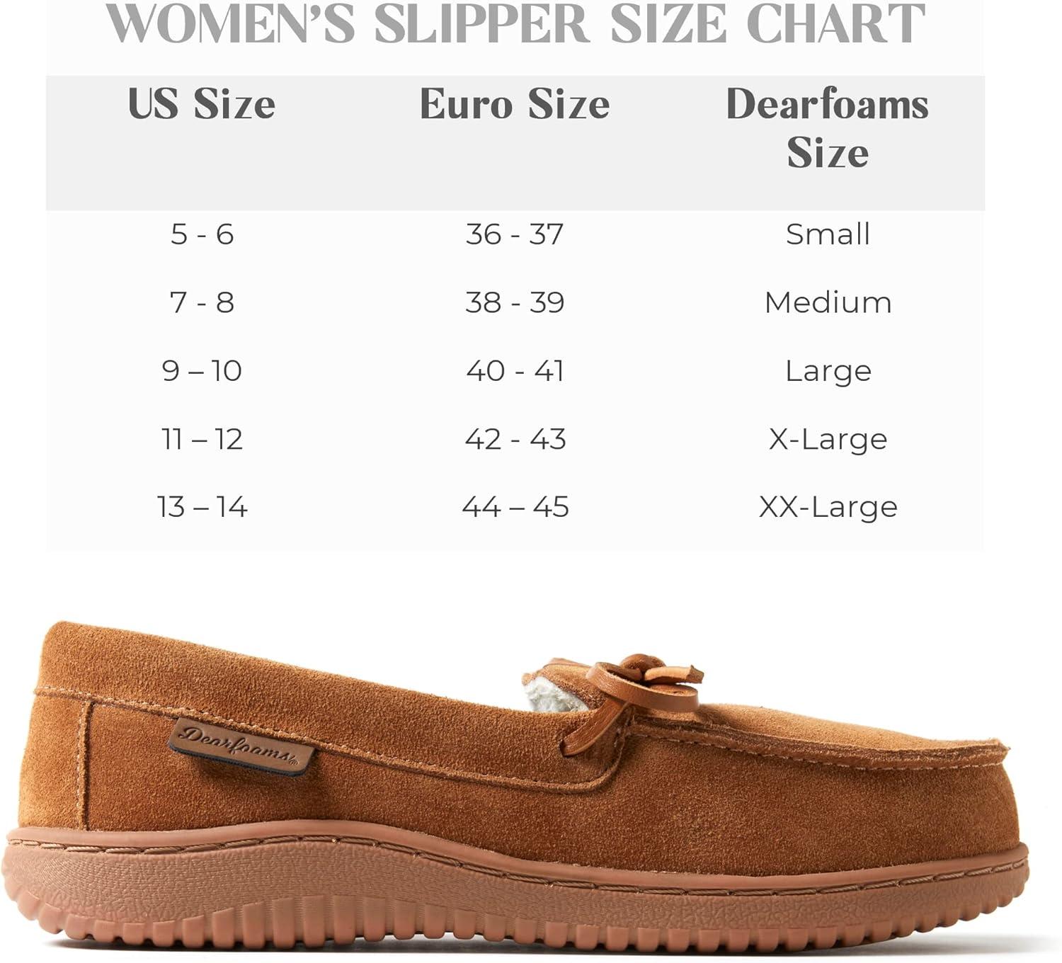 imageDearfoams Womens Wilmington Memory Foam Moccasin SlippersChestnut Suede