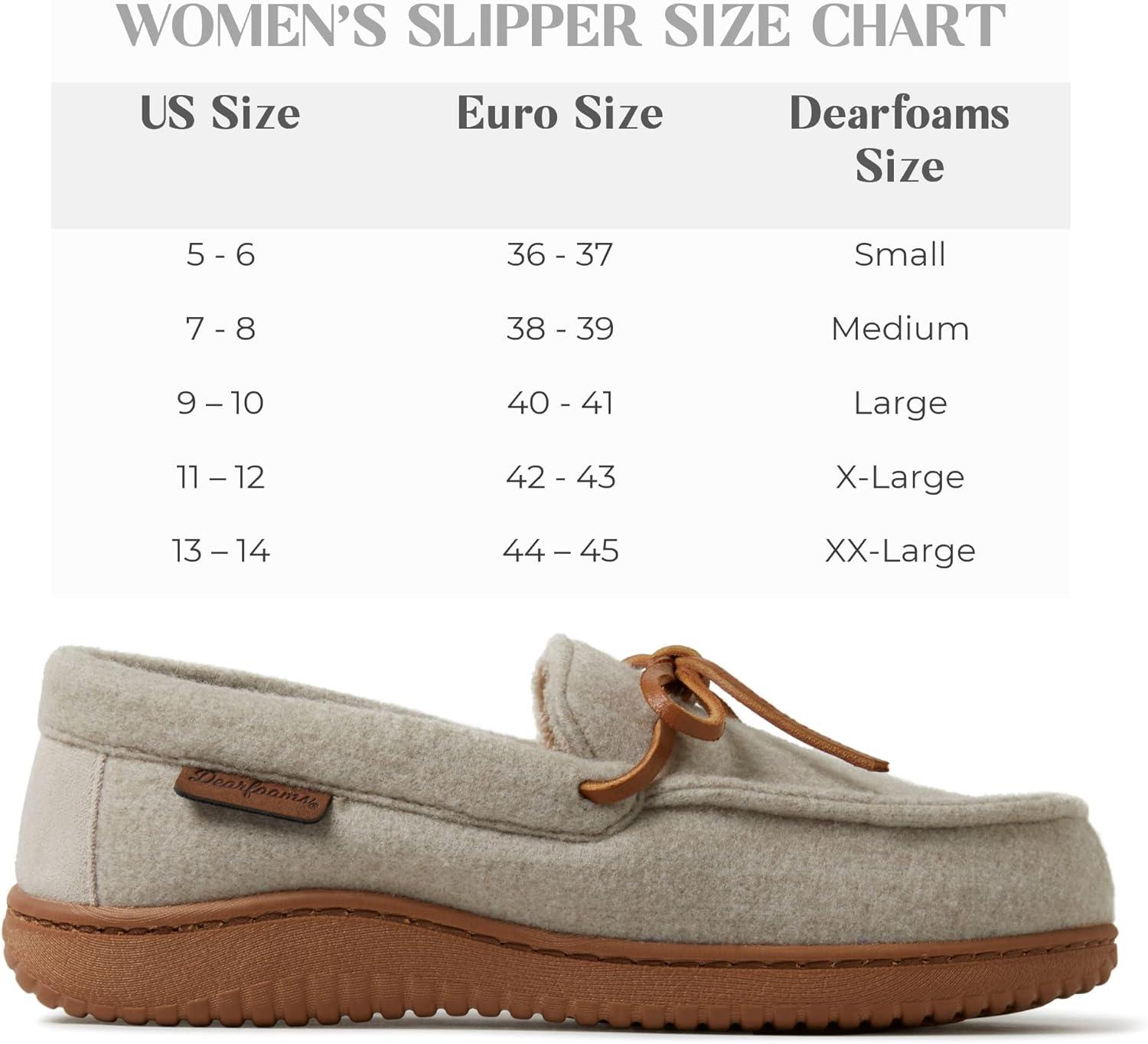 imageDearfoams Womens Wilmington Memory Foam Moccasin SlippersOatmeal Heather Wool