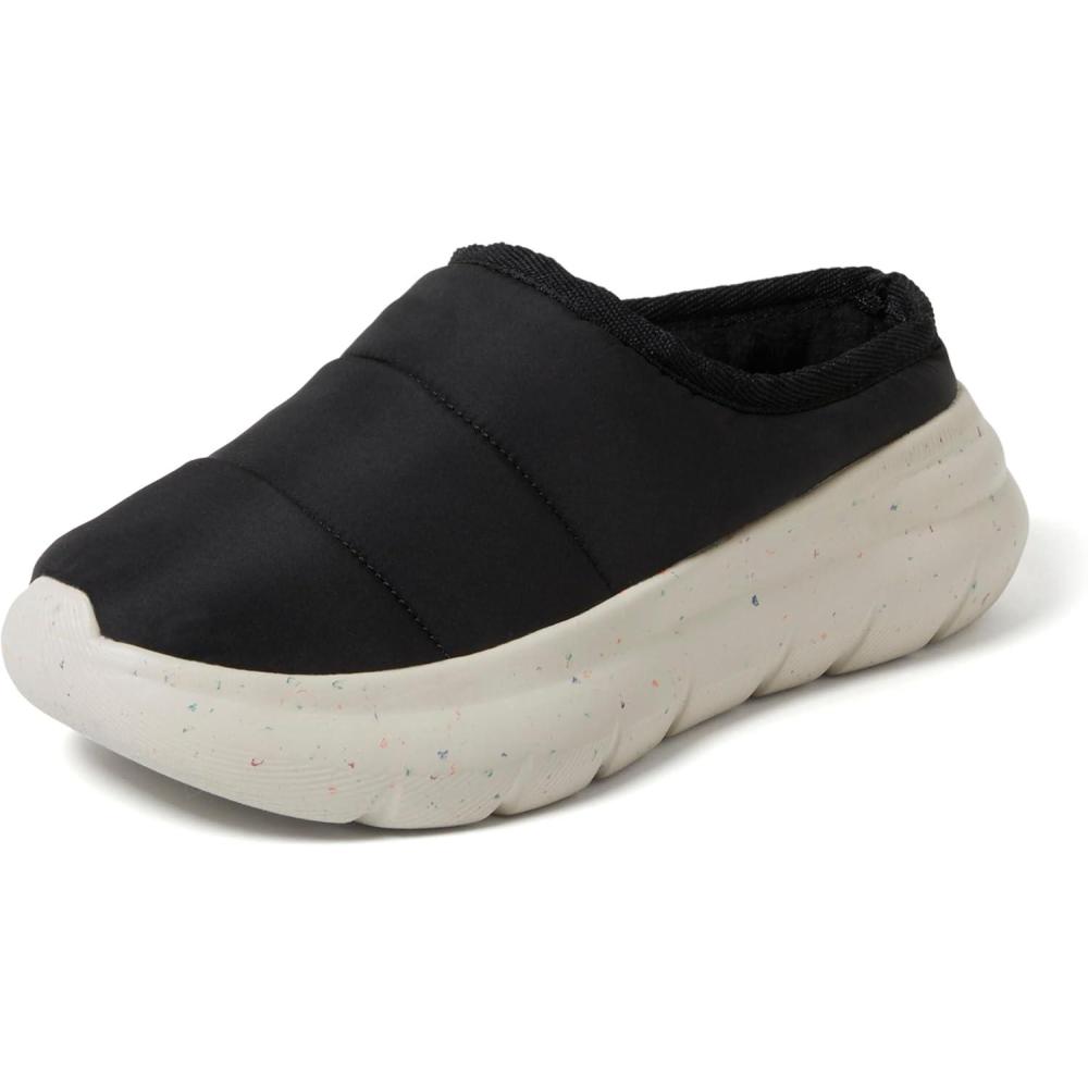 imageDearfoams Mens Lightweight Quilted Puffy Nylon Energy Return Ontario Slip on MuleBlack