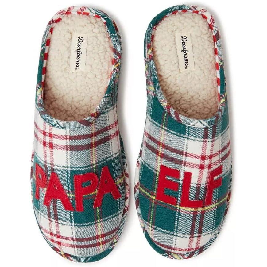 imageDearfoams Mens PAPA ELF Plaid Slippers Medium