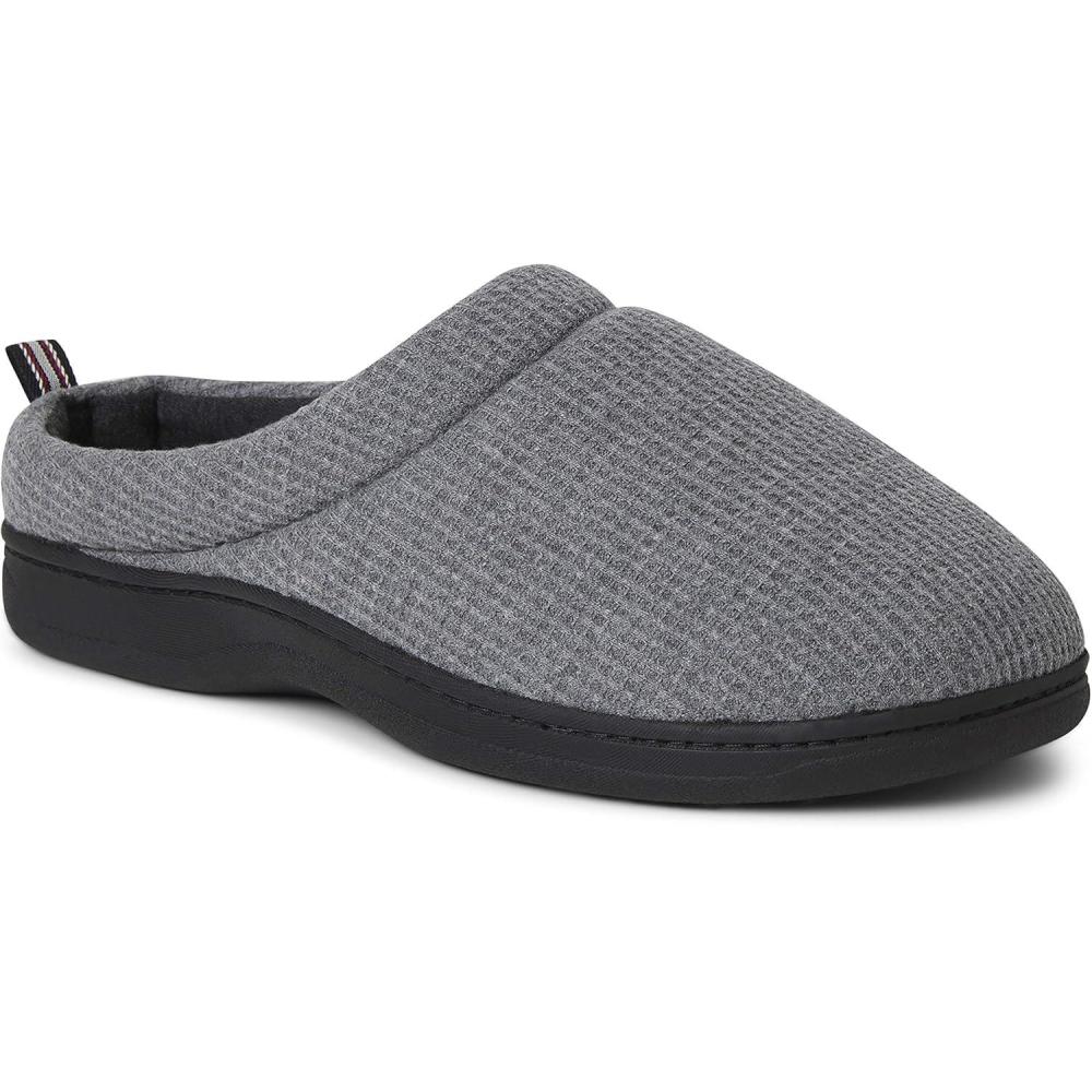 imageDearfoams Womens Nathan Waffle Knit Clog SlipperDark Heather Grey