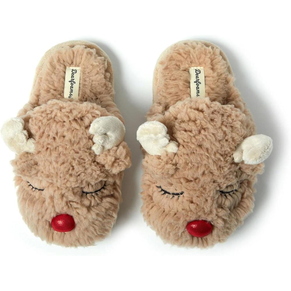imageDearfoams unisexchild Matching Family Holiday Christmas Reindeer amp Turkey ScuffKids Reindeer