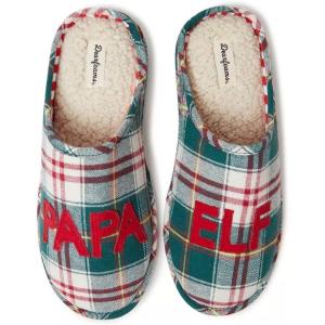 Dearfoams Mens PAPA ELF Plaid Slippers (Medium)