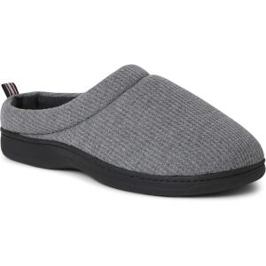 Dearfoams Women’s Nathan Waffle Knit Clog Slipper(Dark Heather Grey)