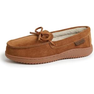 Dearfoams Women’s Wilmington Memory Foam Moccasin Slippers(Chestnut Suede)