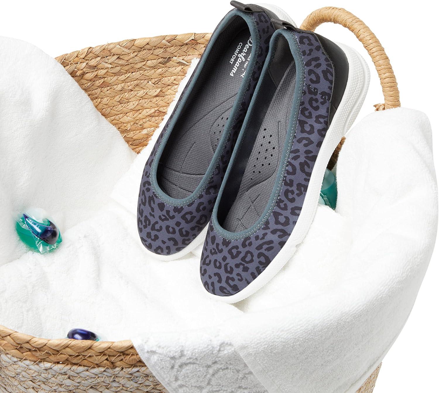 imageDearfoams Womens Original Comfort Lightweight Slipon Mia Ballet FlatGrey Leopard