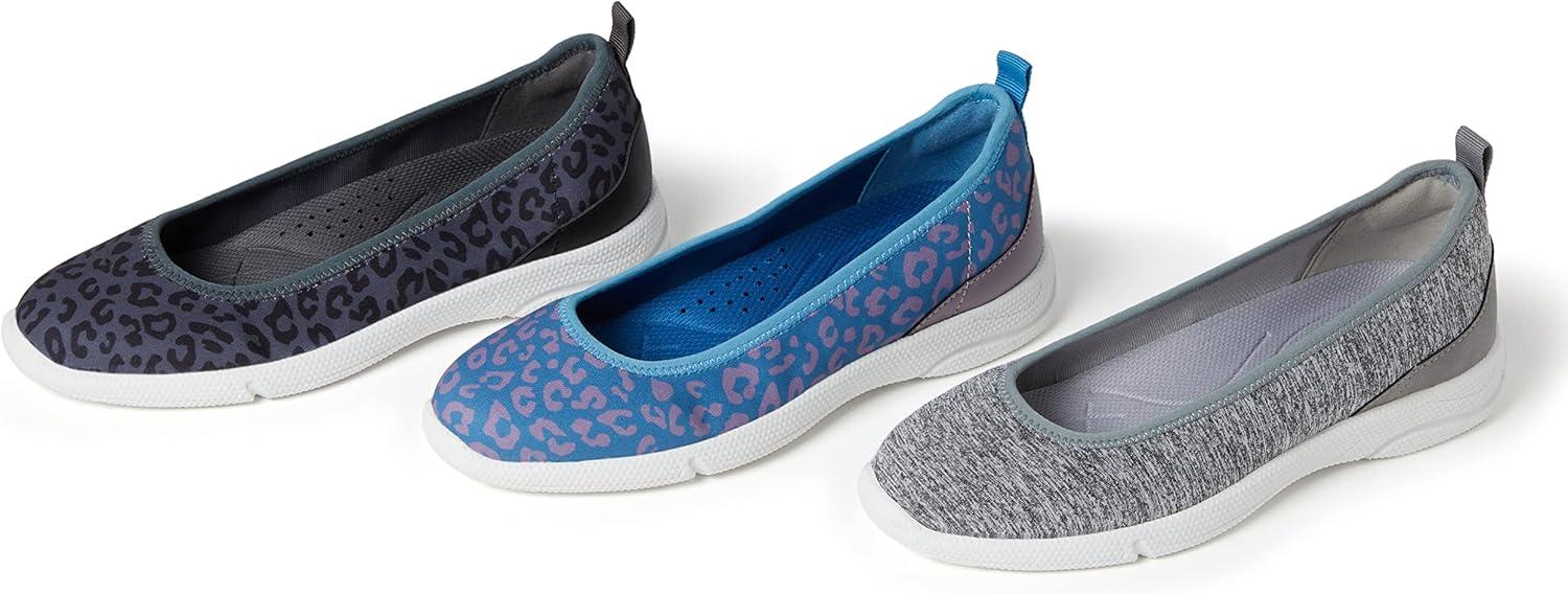 imageDearfoams Womens Original Comfort Lightweight Slipon Mia Ballet FlatGrey Leopard