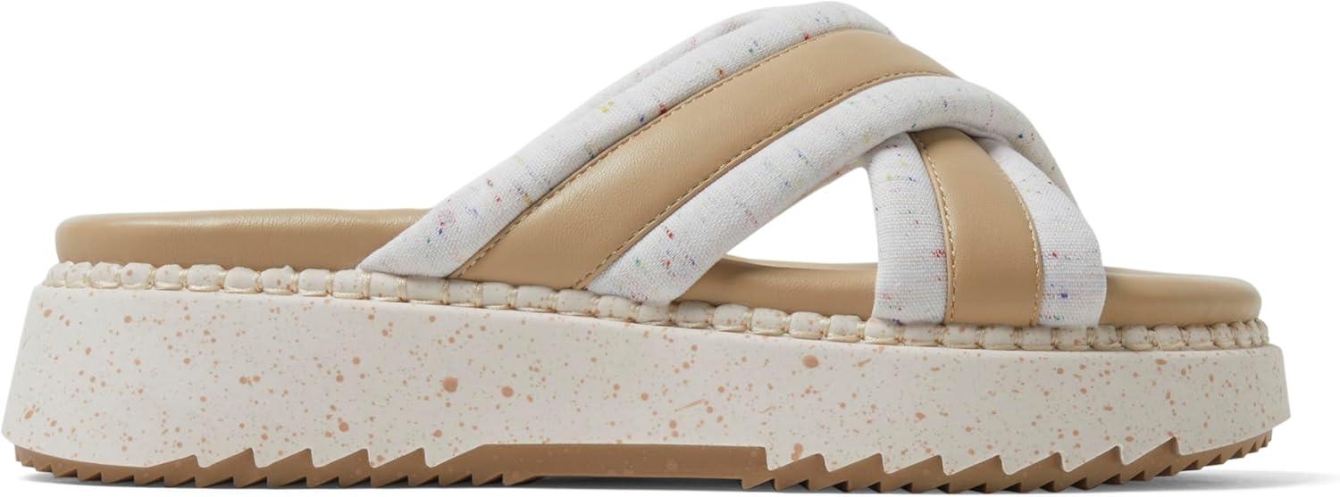 imageDearfoams womens Daisy Comfortable Wedge Platform Slide SandalIvory
