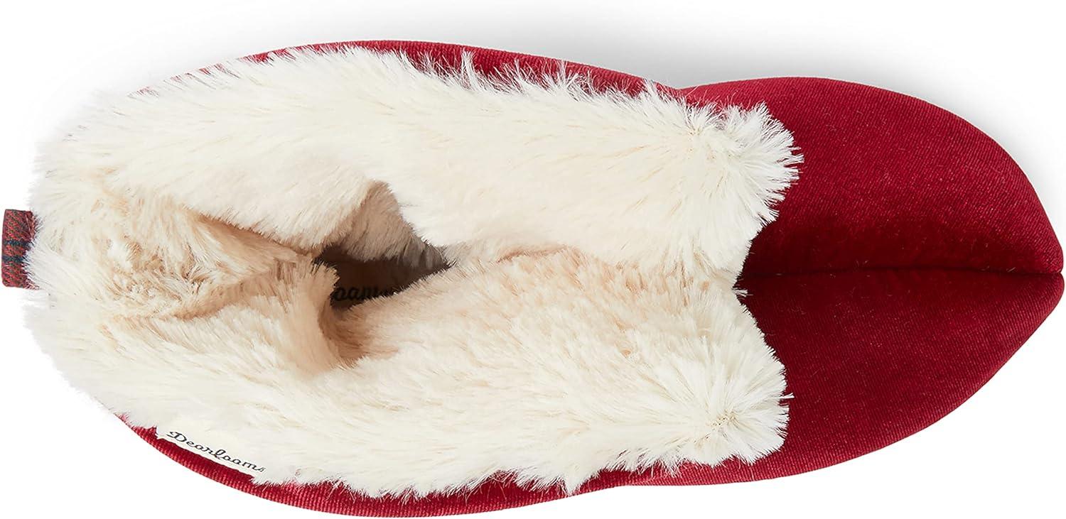 imageDearfoams womens Zoey Lounge Duvet Bootie SlipperSlipperFirebrick Red Velour