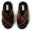 Dearfoams Women’s Acquired Style & Danielle Pheloung Exclusive Memory Foam Jessica Cozy Bow Cross Band Slide Slippers(Leopard)
