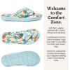 Dearfoams Women’s Melanie Colorblocked Microfiber Terry Thong Slipper(Blue Print)