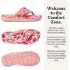 Dearfoams Women’s Melanie Colorblocked Microfiber Terry Thong Slipper(Pink Flowers)