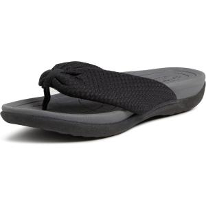 Dearfoams womens Original Comfort Olivia Thong Flip Flop Sandal With Arch Support(Black)