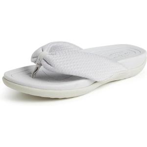 Dearfoams womens Original Comfort Olivia Thong Flip Flop Sandal With Arch Support(Silver)