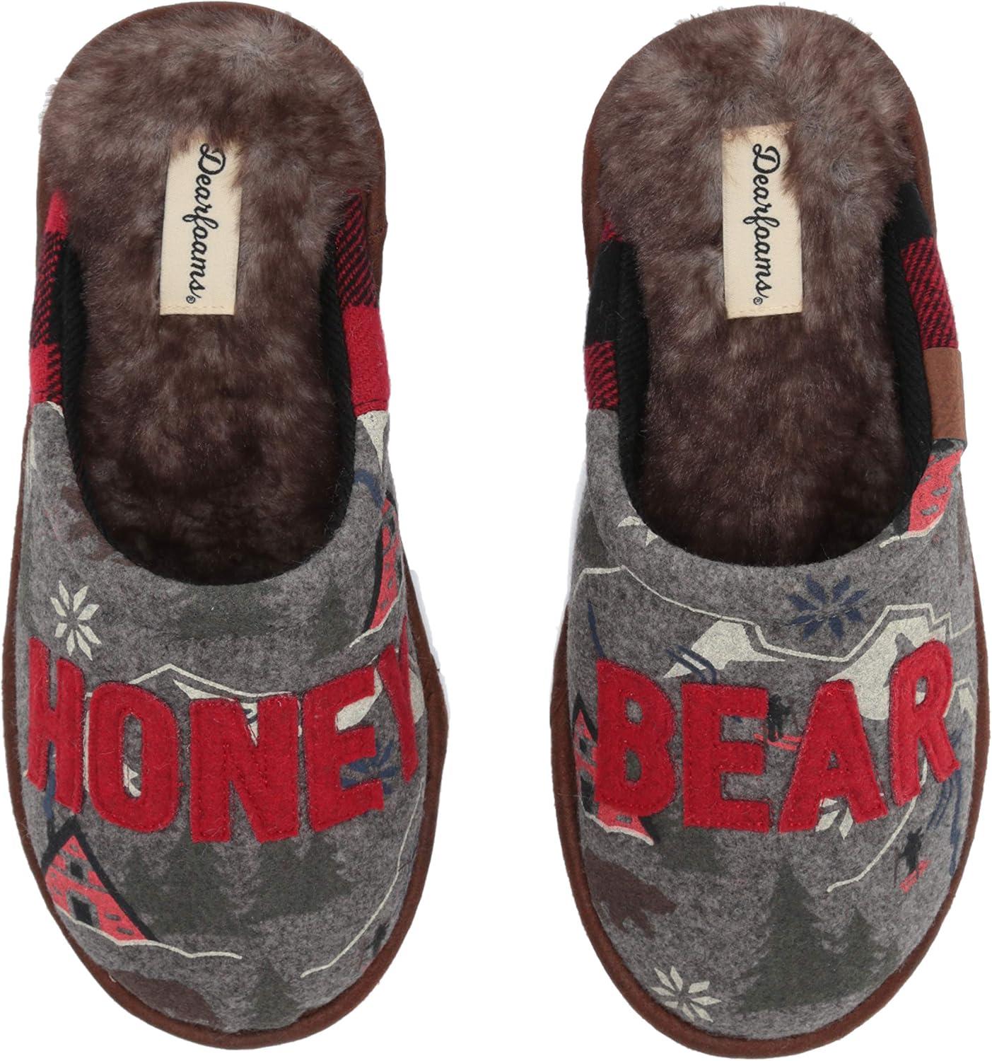 imageDearfoams womens Alpine Print Family Mood Bear ScuffHoney Bear