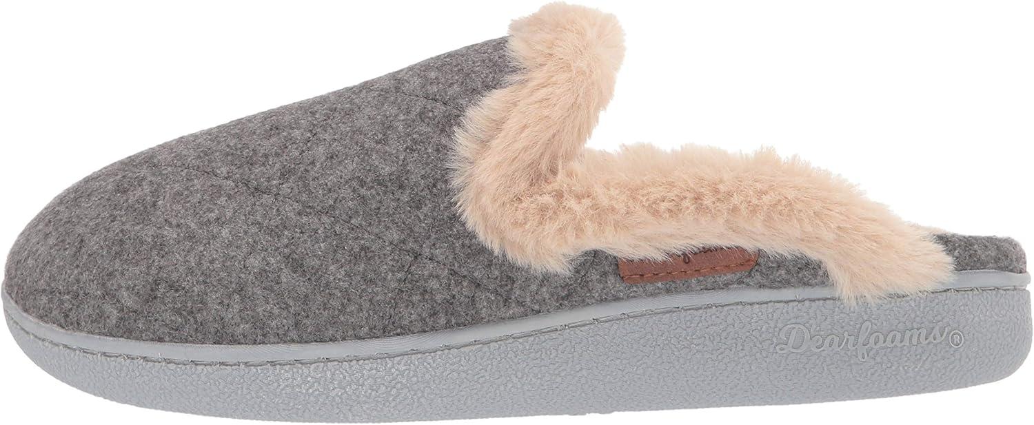 imageDearfoams Womens Erin Quilted Microwool Scuff SlipperDark Heather Grey