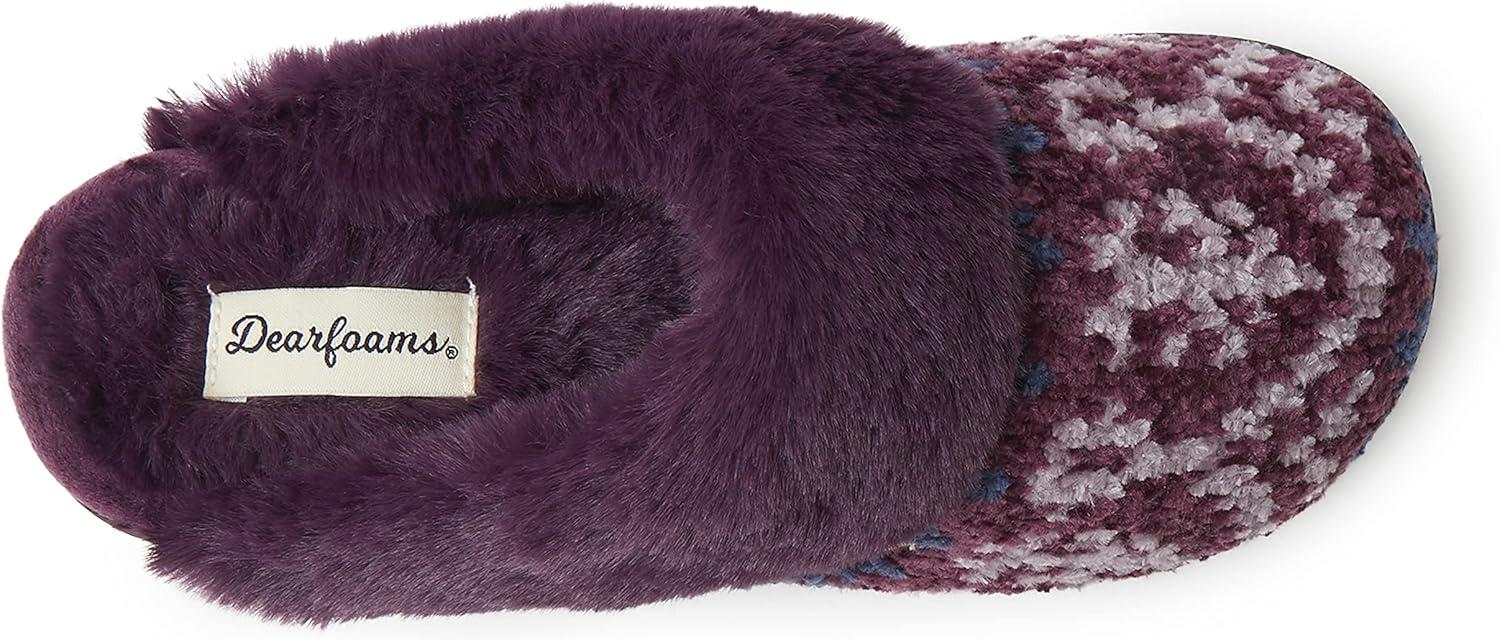 imageDearfoams womens Allison Chenille Fairisle ScuffAubergine