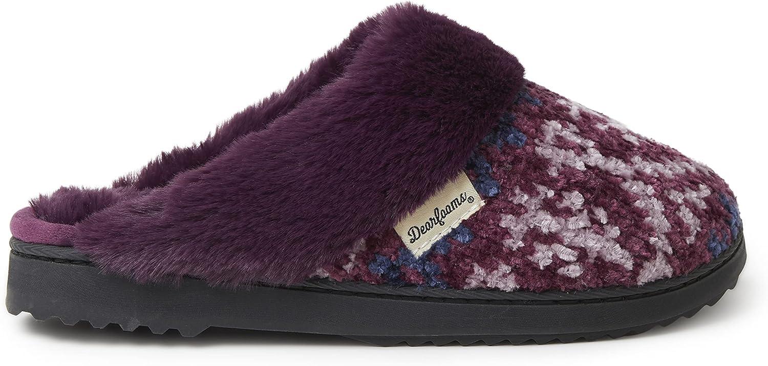 imageDearfoams womens Allison Chenille Fairisle ScuffAubergine