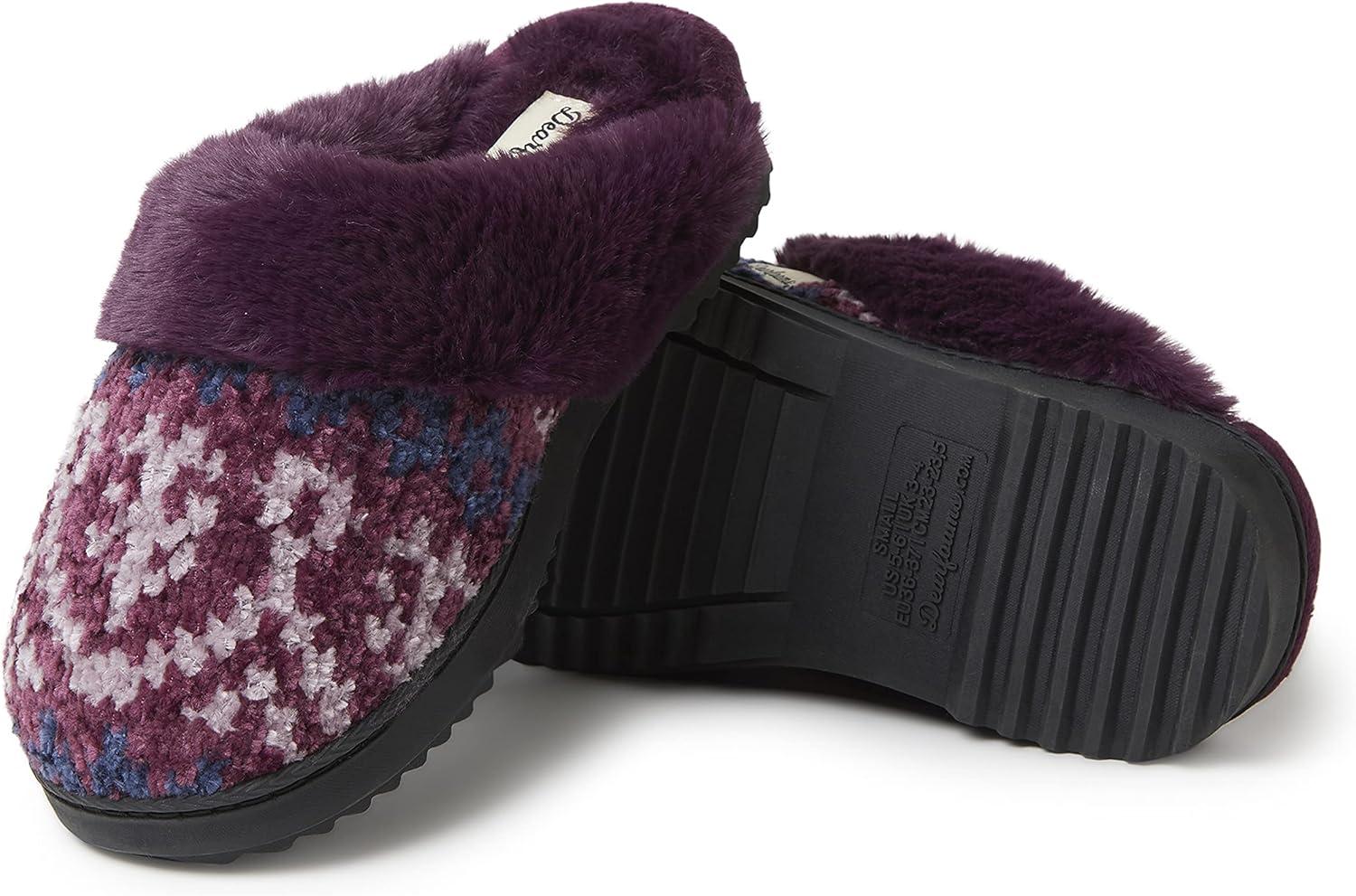 imageDearfoams womens Allison Chenille Fairisle ScuffAubergine