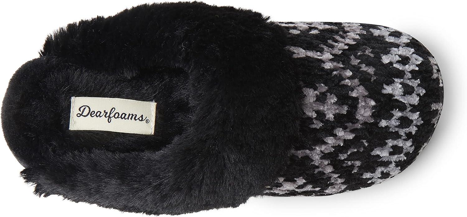 imageDearfoams womens Allison Chenille Fairisle ScuffBlack