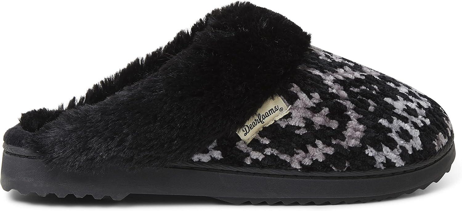 imageDearfoams womens Allison Chenille Fairisle ScuffBlack