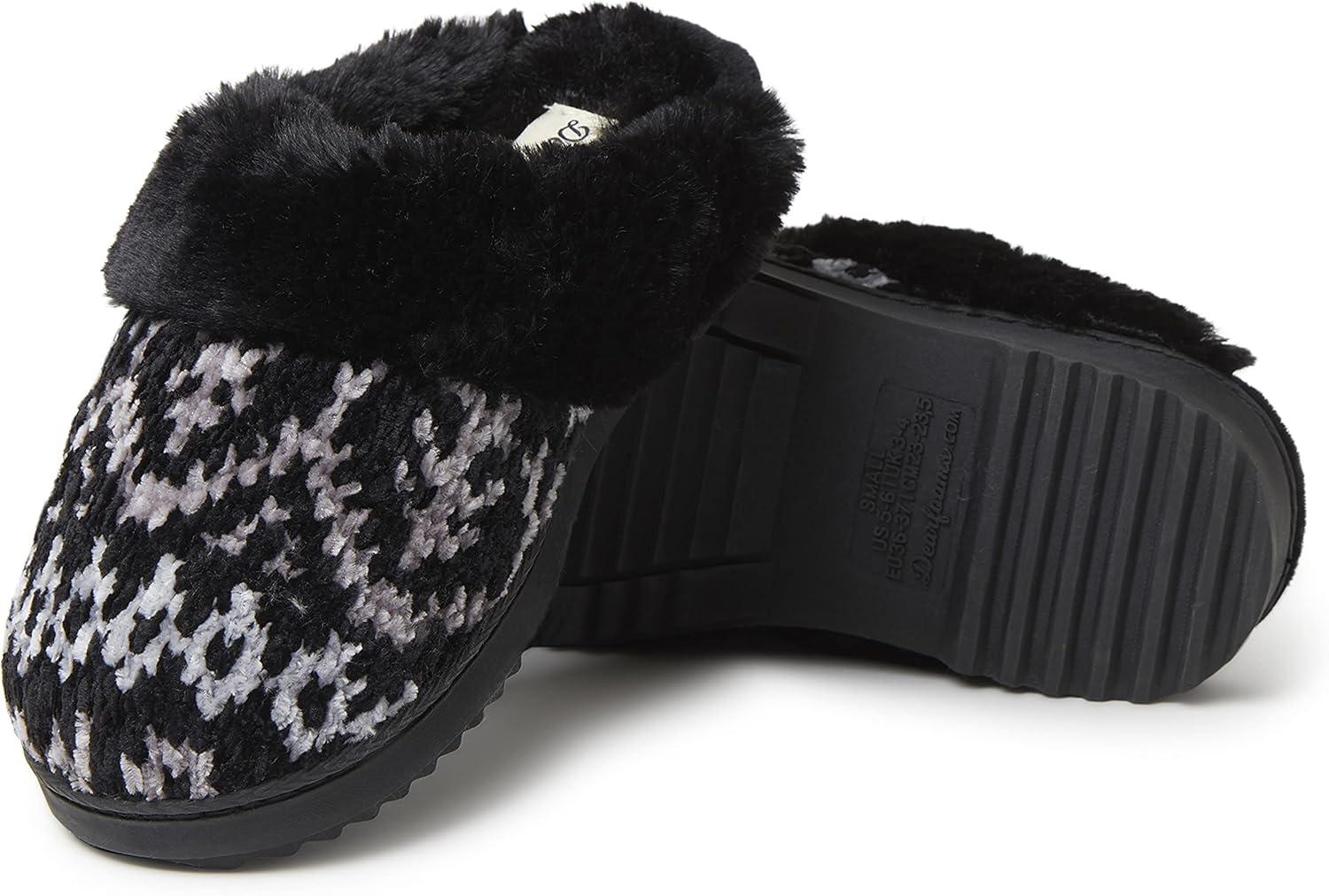 imageDearfoams womens Allison Chenille Fairisle ScuffBlack