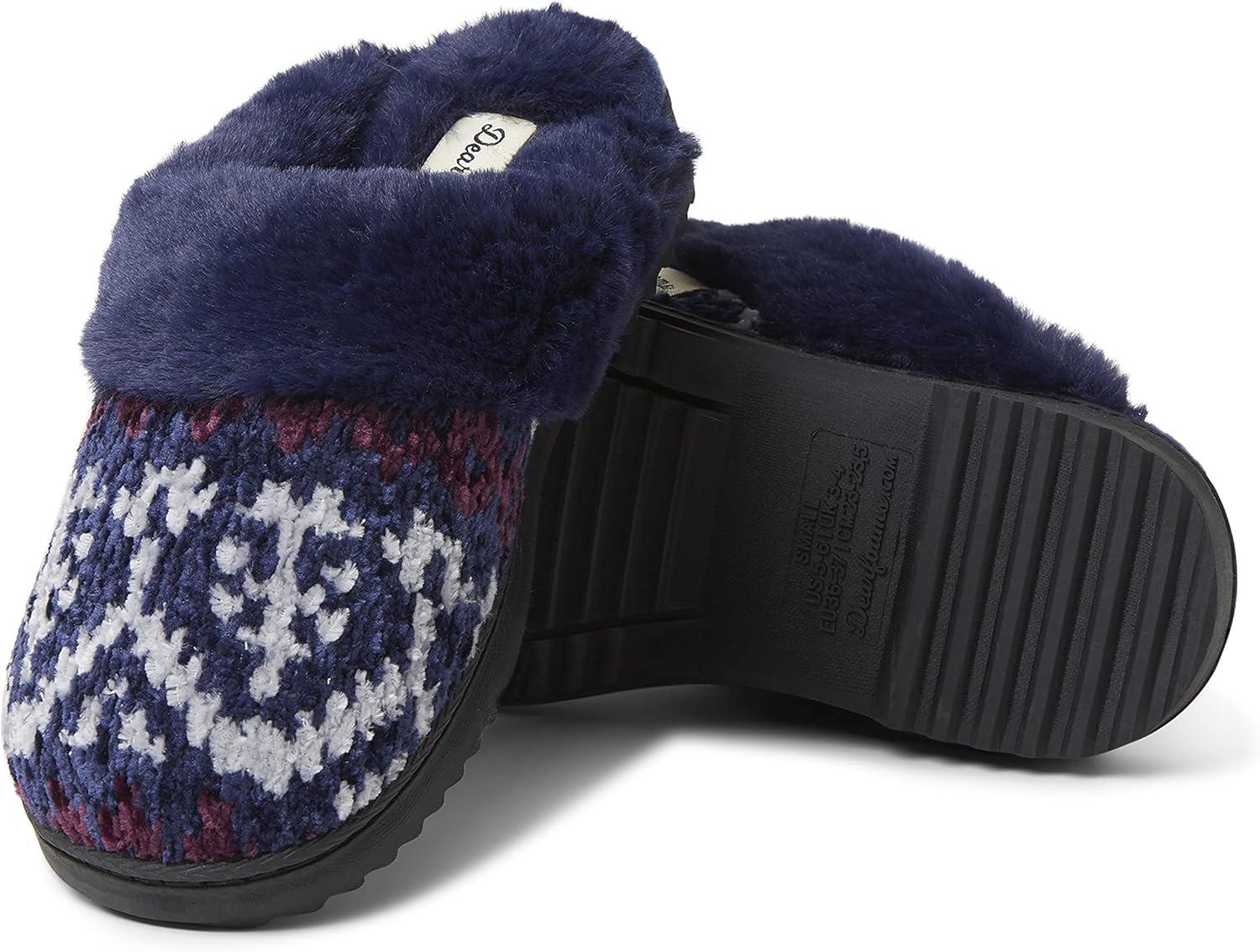 imageDearfoams womens Allison Chenille Fairisle ScuffPeacoat