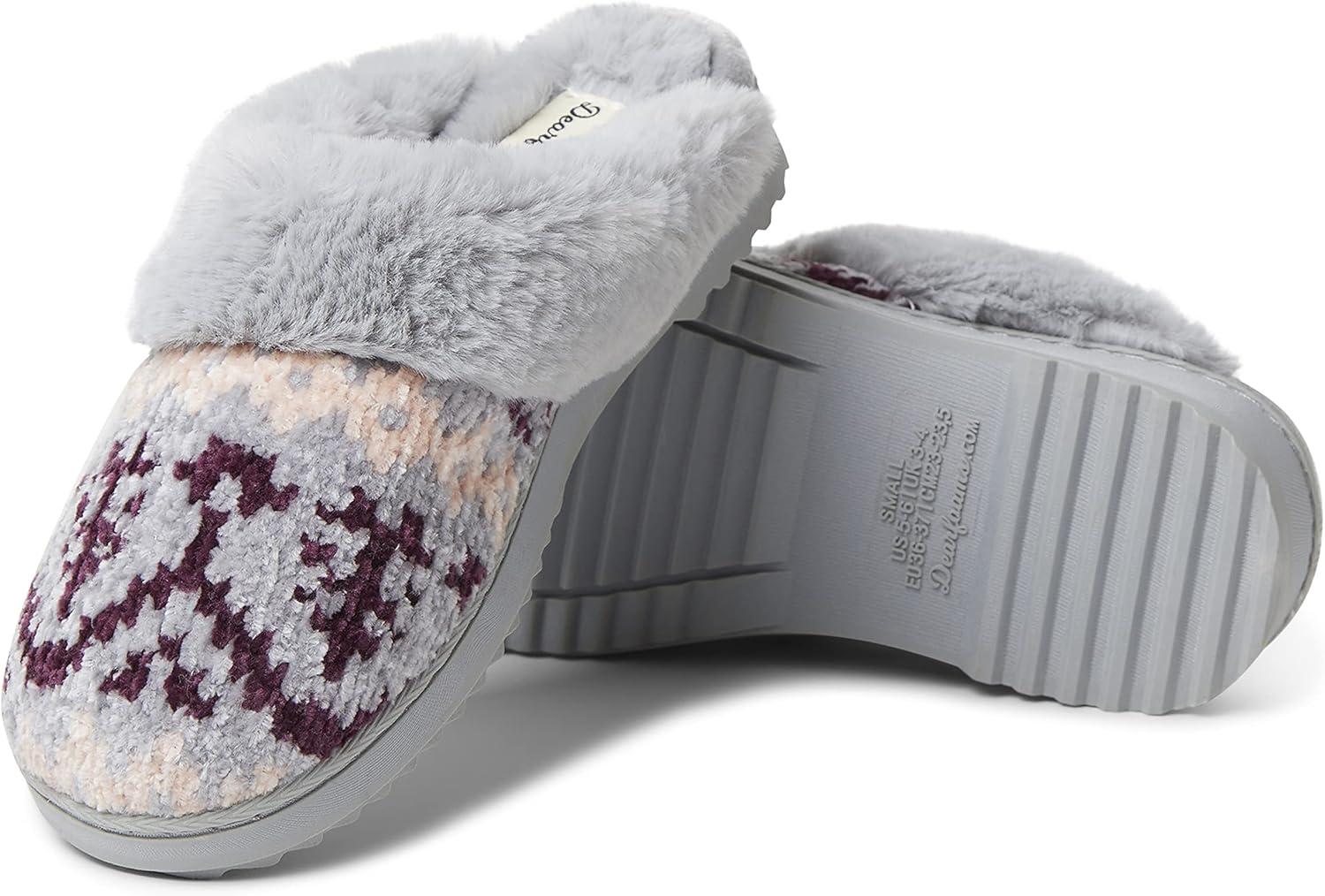 imageDearfoams womens Allison Chenille Fairisle ScuffSleet