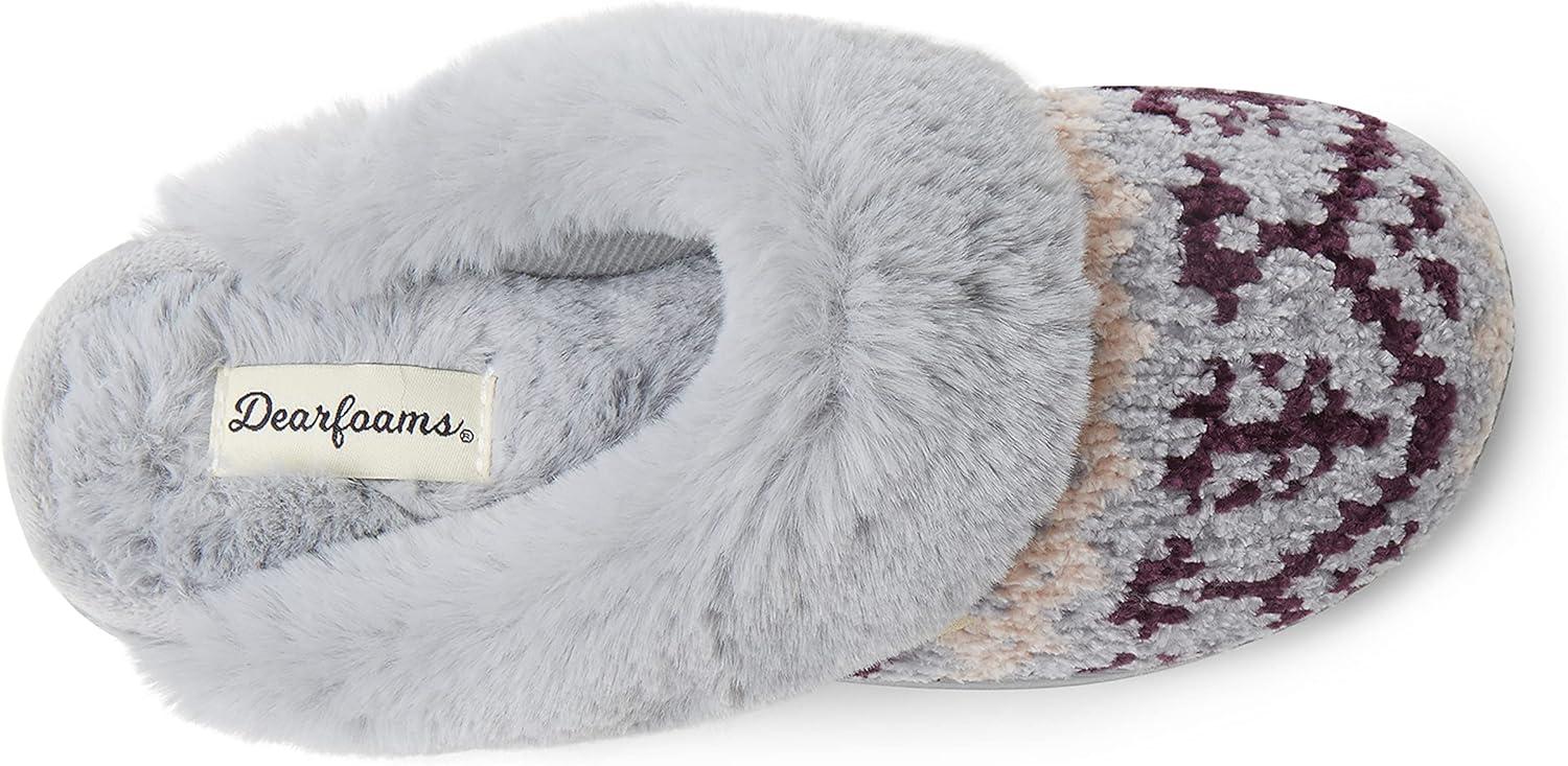 imageDearfoams womens Allison Chenille Fairisle ScuffSleet