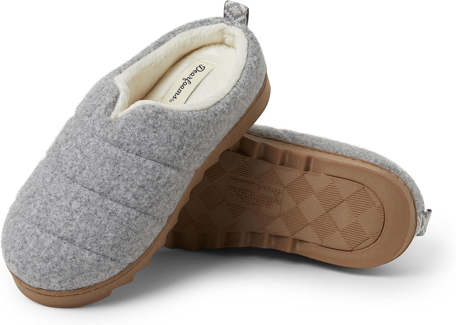 imageDearfoams womens Nadine Wool Blend Clog SlipperLight Heather Grey