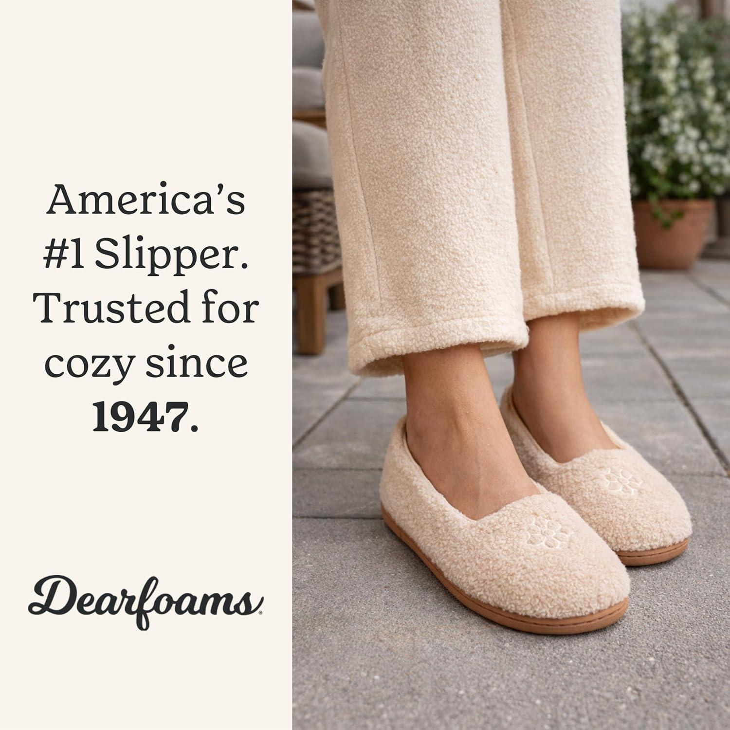 imageDearfoams womens Rebecca Soft Memory Foam Lightweight House Shoes With Wide WidthsLatte Sherpa