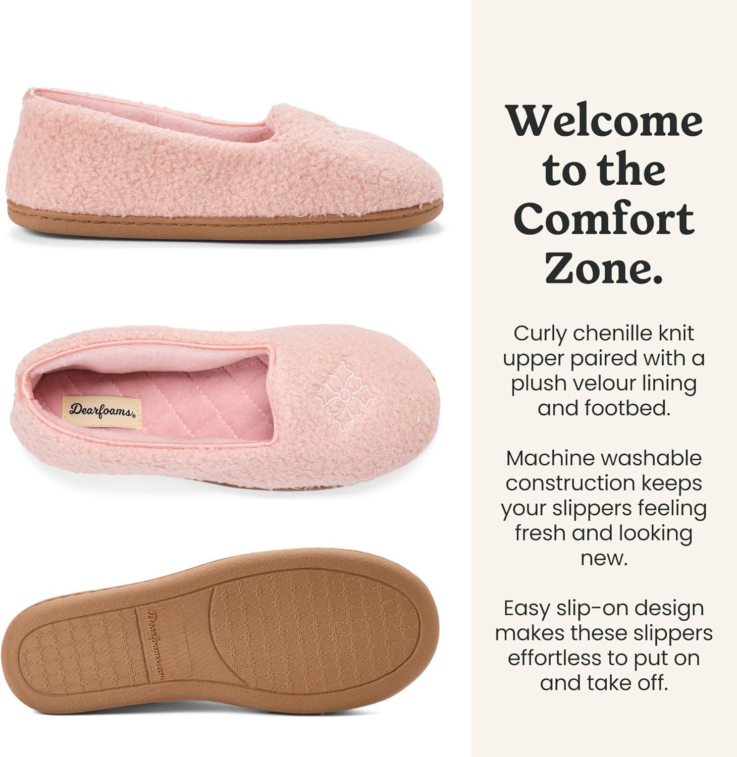 imageDearfoams womens Rebecca Soft Memory Foam Lightweight House Shoes With Wide WidthsPink Sherpa