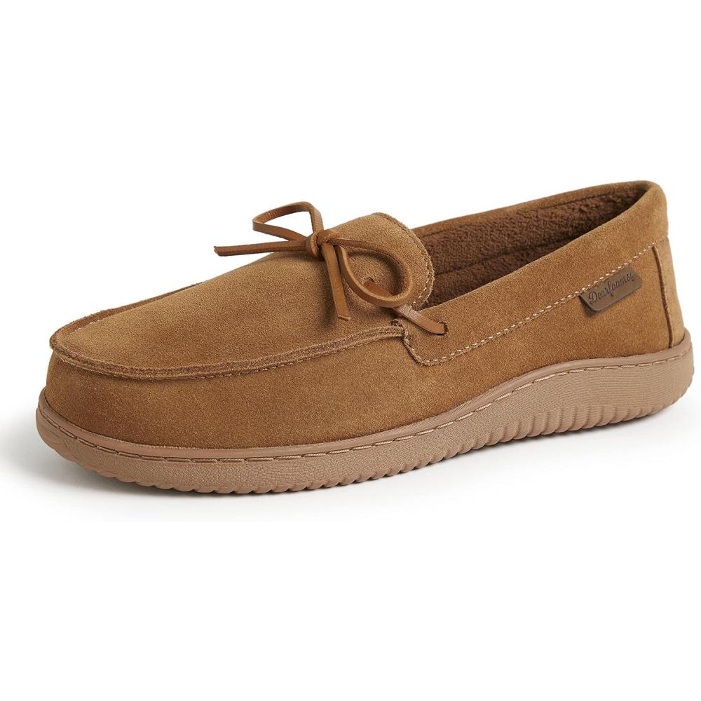 imageDearfoams Mens Energy Return Comfort IndoorOutdoor Memory Foam Moccasin with TieChestnut