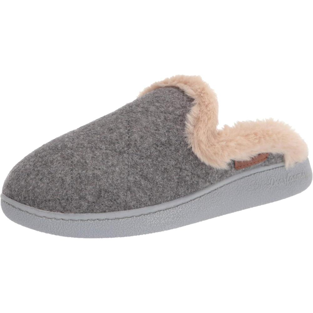 imageDearfoams Womens Erin Quilted Microwool Scuff SlipperDark Heather Grey